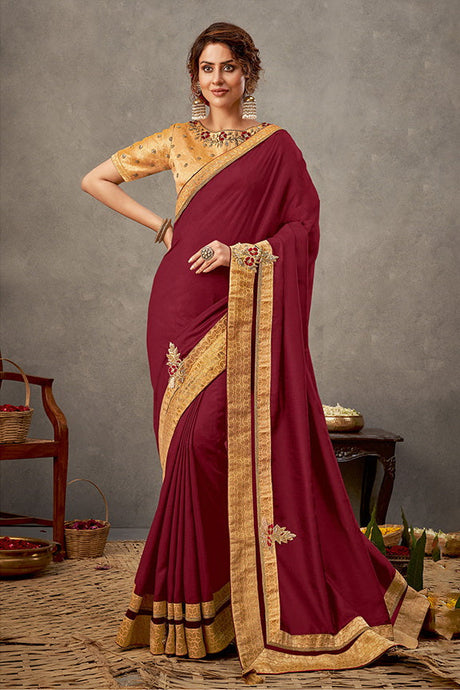 Peach Georgette Zari Jacquard Embroidered Saree with Unstitched Blouse