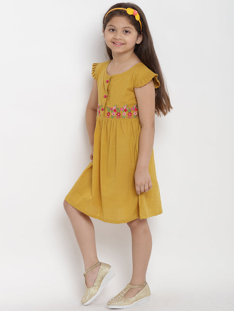 Girls Mustard Empire Dress | Ethniqndia - Made in INDIA.