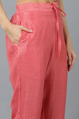 Women Silk Blend Blush Pink Straight Kurta Pant With Dupatta | Ethniqndia - Made In INDIA.