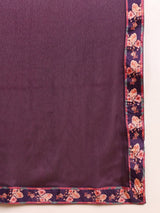 Women Purple Silk Blend Floral Printed Straight Kurta Trouser With Dupatta | Ethniqndia - Made In INDIA.