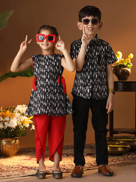 Ethniqndia Black BHAI BEHEN Siblings Matching Set